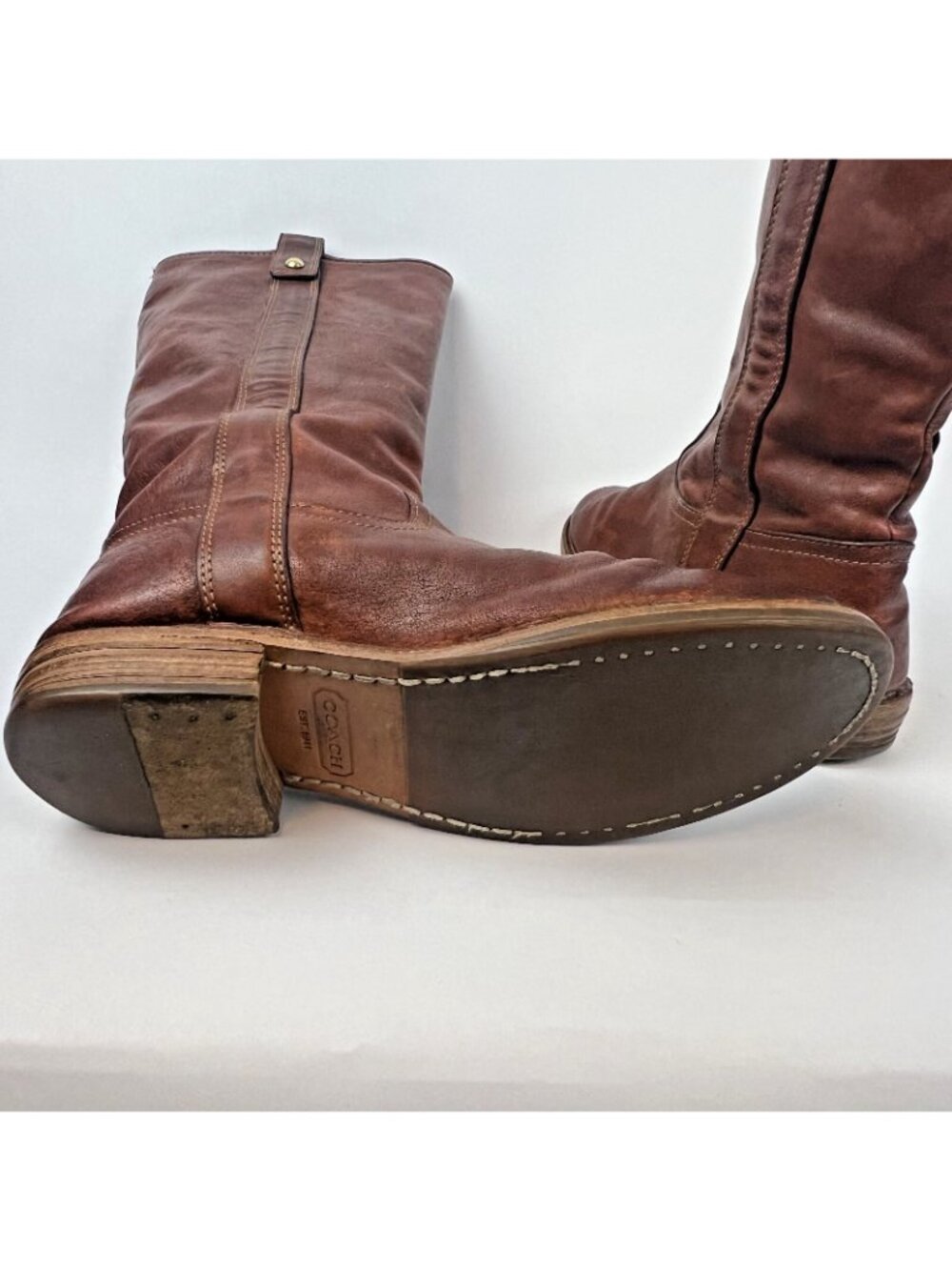 Coach Weslyn Tall Riding Boots – Whiskey Brown Leather | Women’s Size 6 - Picture 10 of 10